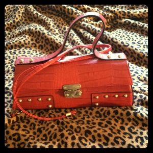 Red studded Faux crocodile clutch/purse